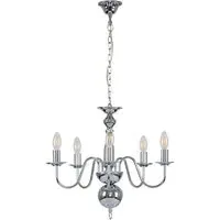 Gothica Flemish 5 Way Ceiling Chandelier Light - Chrome