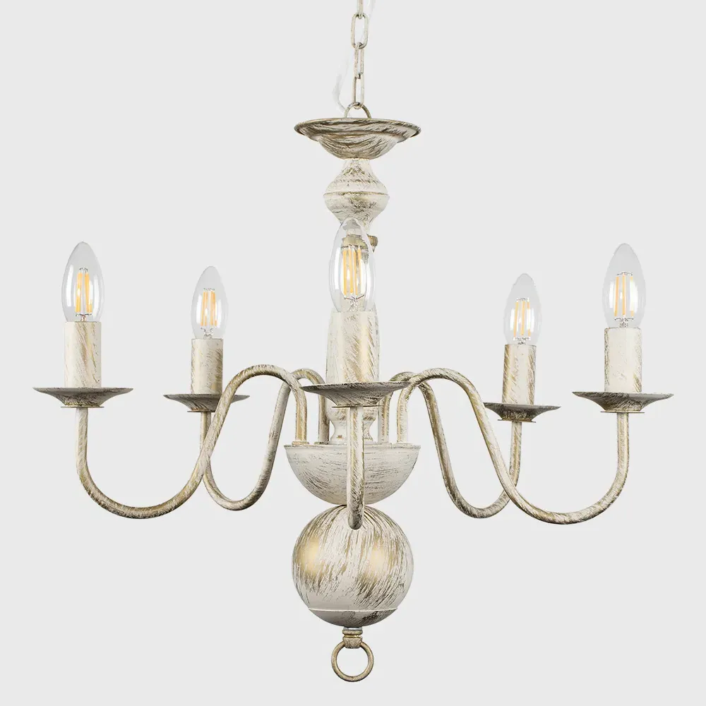 Gothica Flemish 5 Way Ceiling Chandelier Light - White