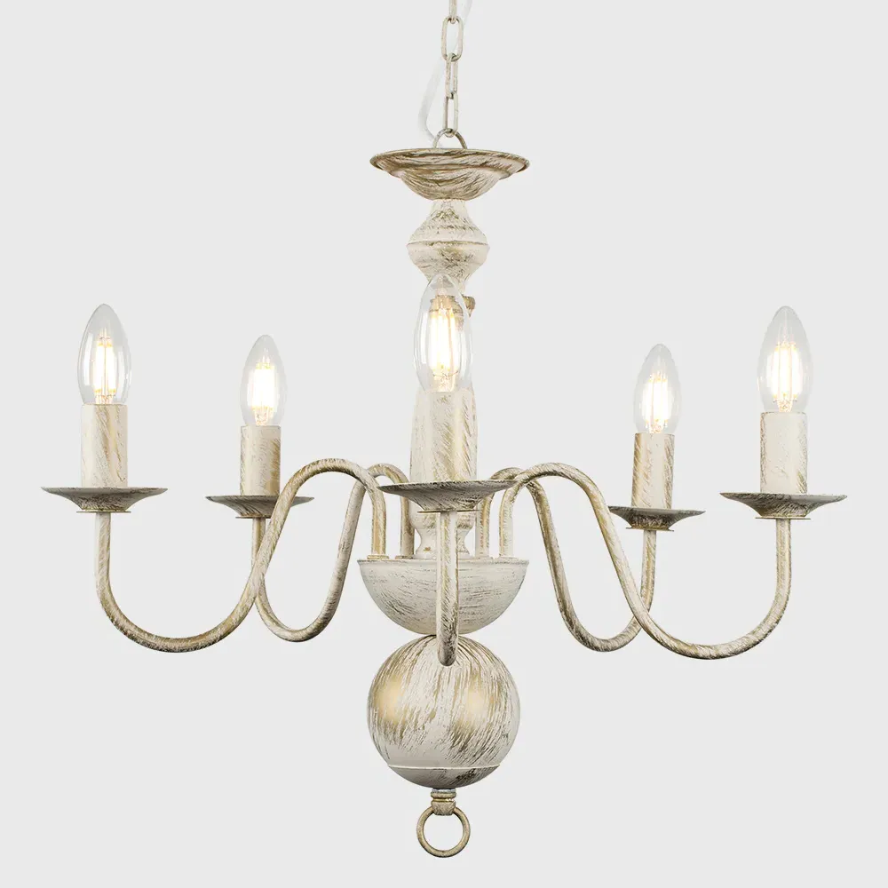 Gothica Flemish 5 Way Ceiling Chandelier Light - White