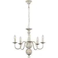 Gothica Flemish 5 Way Ceiling Chandelier Light - White