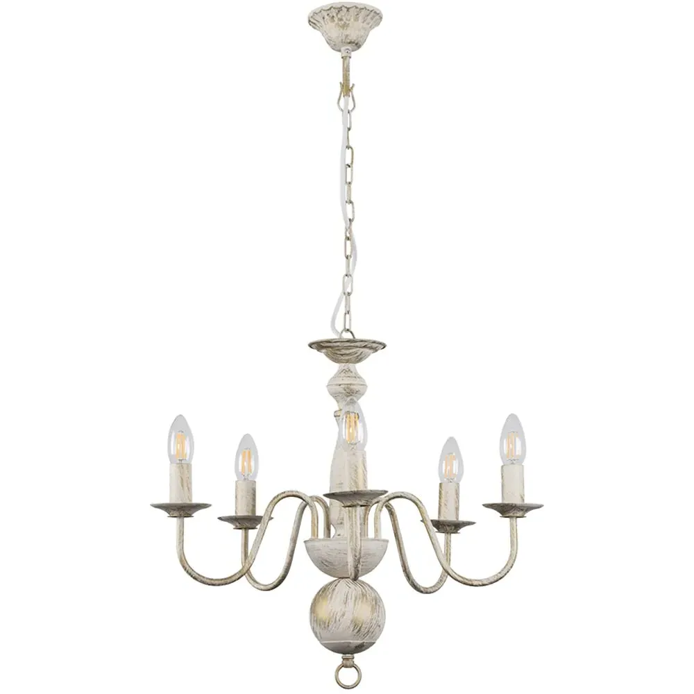 Gothica Flemish 5 Way Ceiling Chandelier Light - White