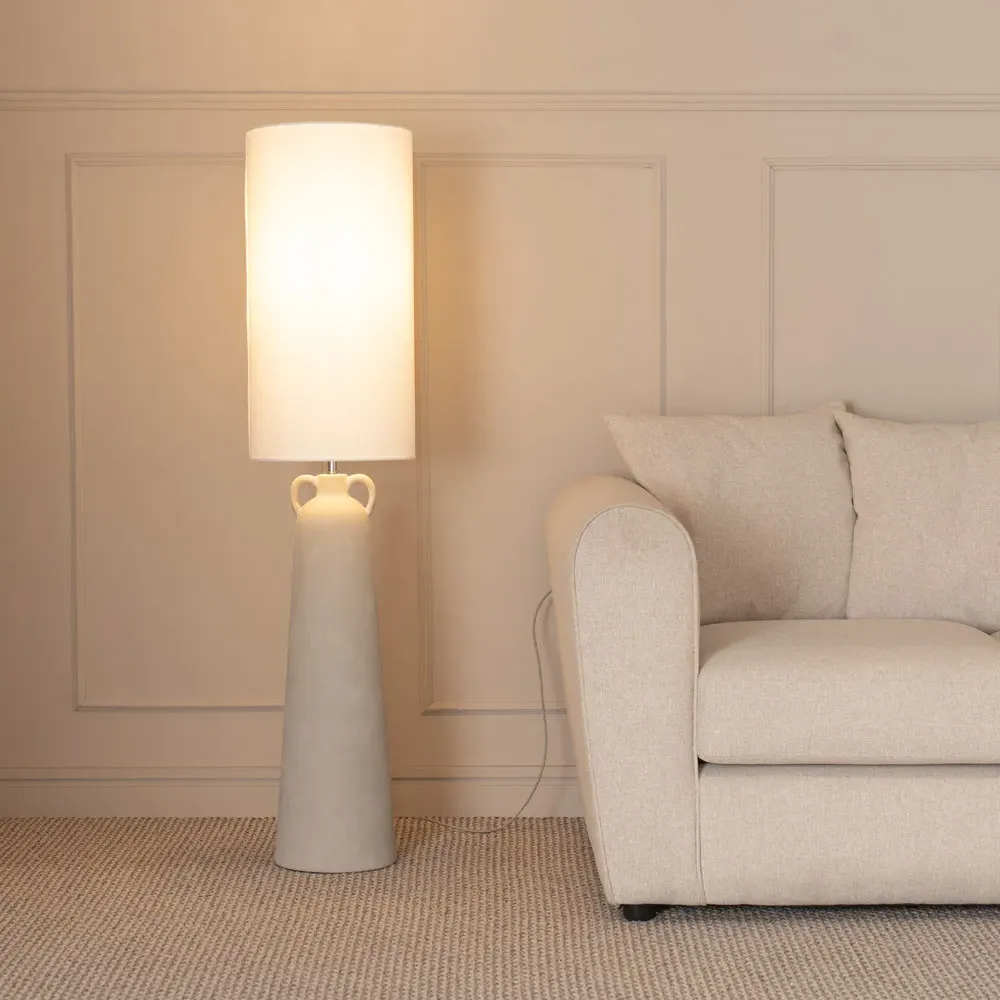 Grayson Urn Style Midi LED Floor Lamp - Cream, Ceramic