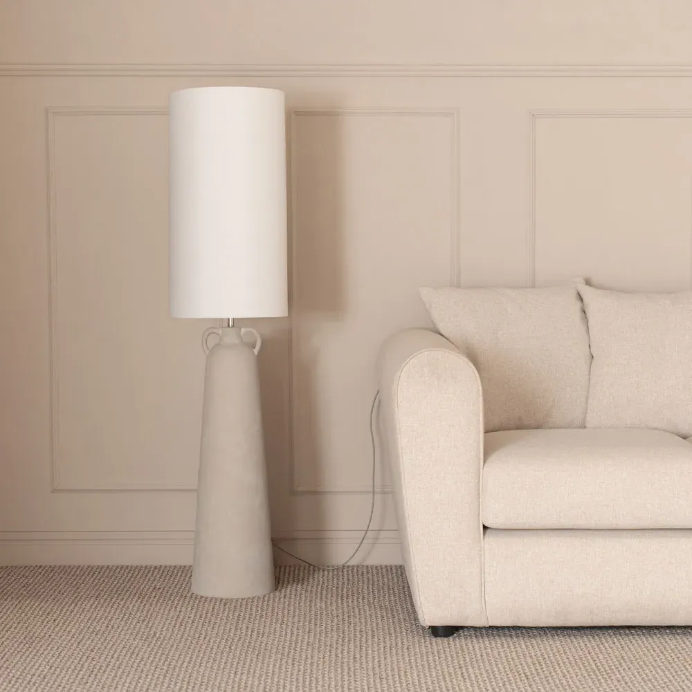 Grayson Urn Style Midi LED Floor Lamp - Cream, Ceramic