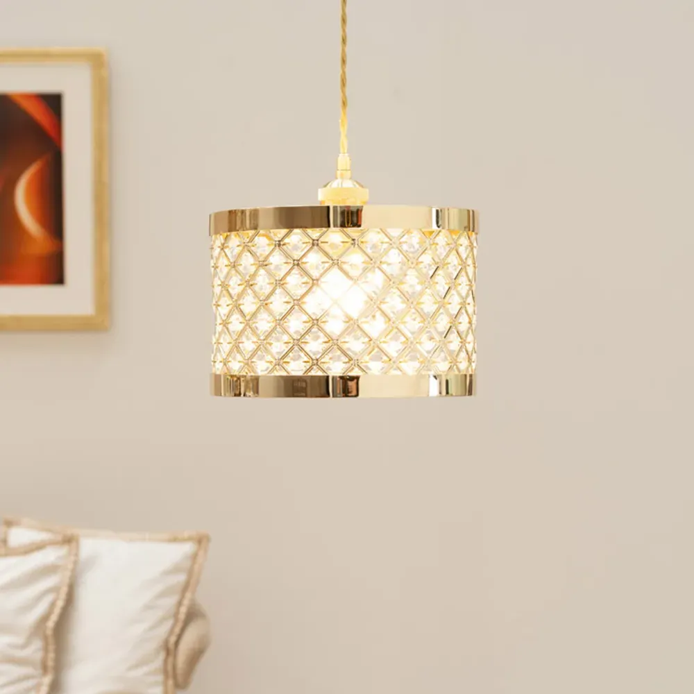 Hadley Drum Lamp Shade with Jewel Detail - Gold