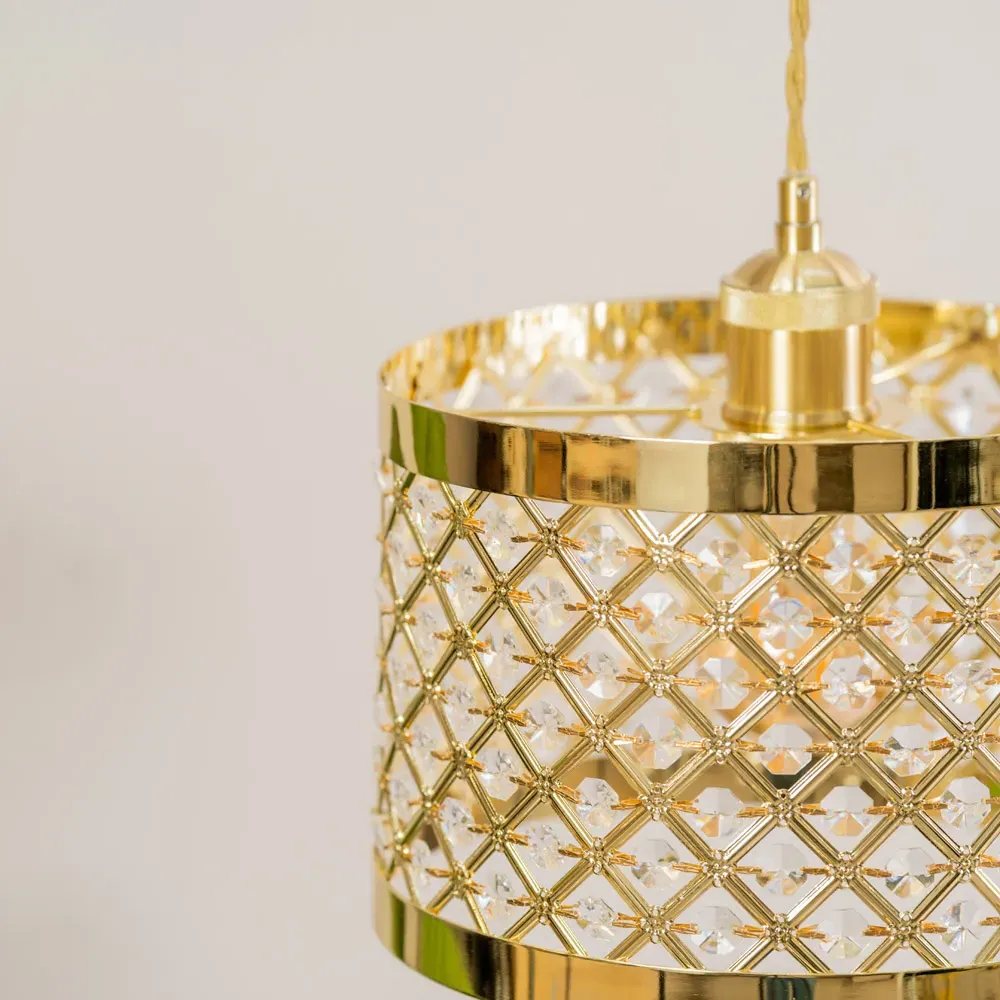 Hadley Drum Lamp Shade with Jewel Detail - Gold