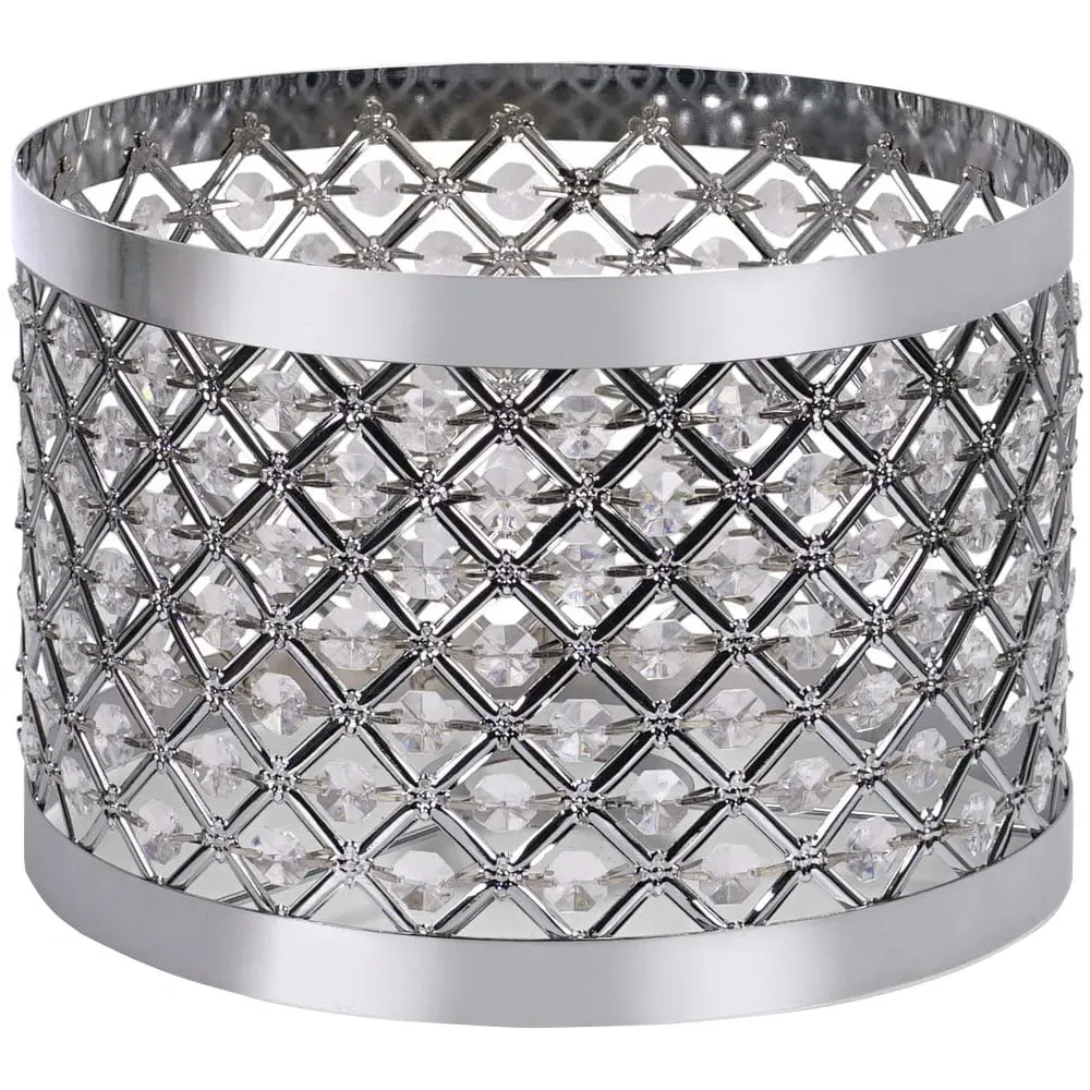 Hadley Drum Lamp Shade with Jewel Detail - Silver