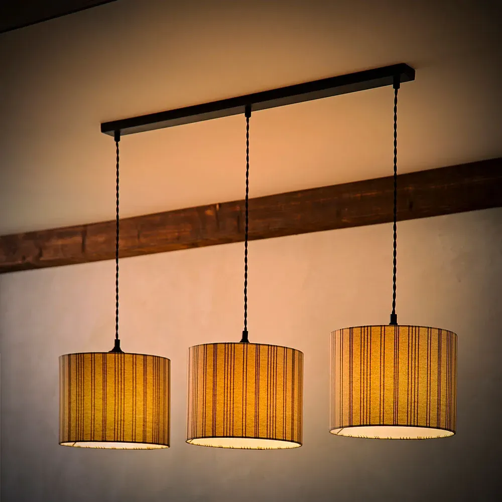 Hallie 3 Drop Ceiling Pendant Light - Black, Linen