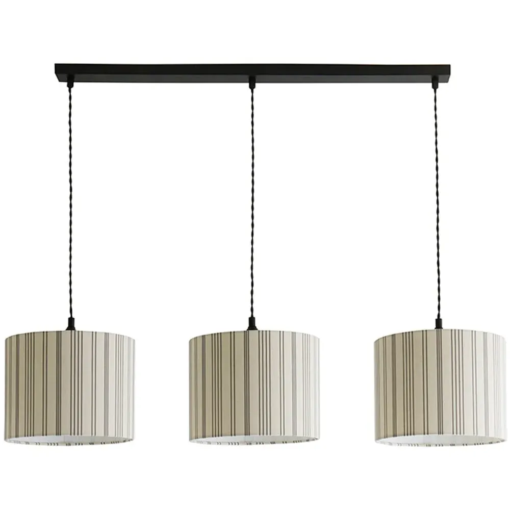 Hallie 3 Drop Ceiling Pendant Light - Black, Linen image