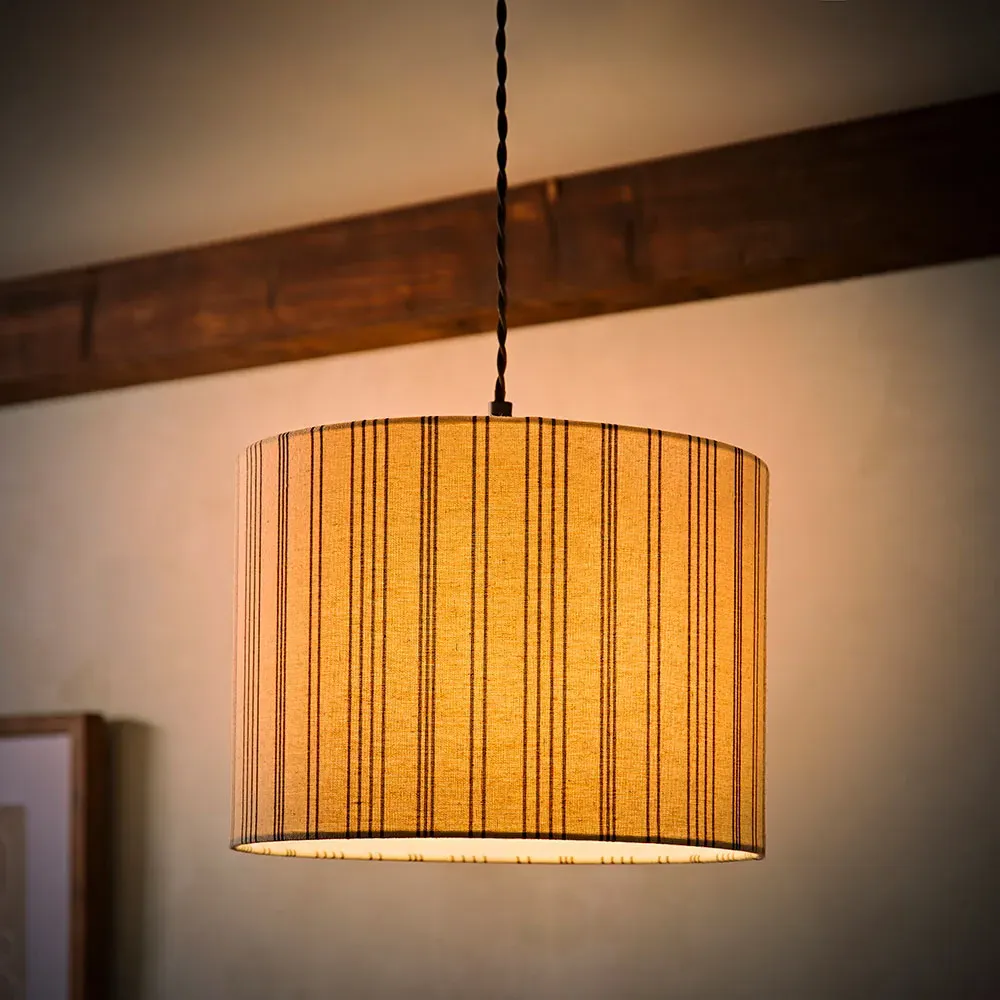 Hallie Large Drum Ceiling Pendant Lamp Shade - White, Linen