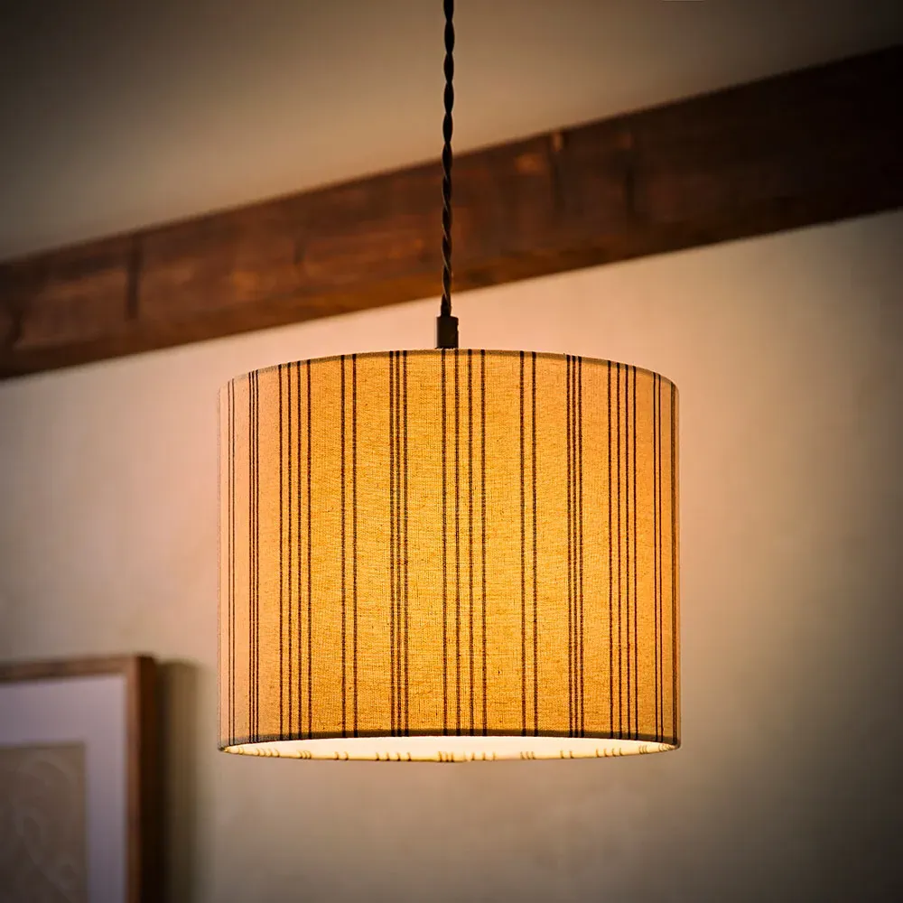 Hallie Small Drum Ceiling Pendant Lamp Shade - White, Linen