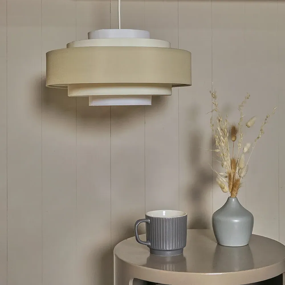 Hampshire 5 Tiered Ceiling Pendant Light Shade - Cream, Fabric