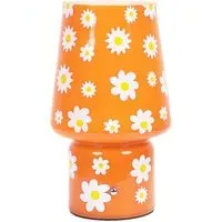 Hanya Flower Rechargeable LED Portable Table Lamp - Orange, Glass