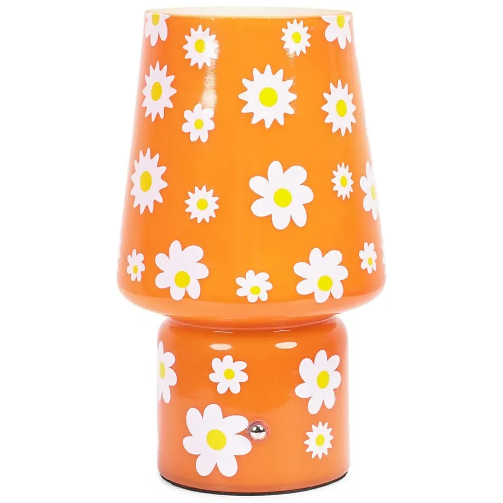 Hanya Flower Rechargeable LED Portable Table Lamp - Orange, Glass image