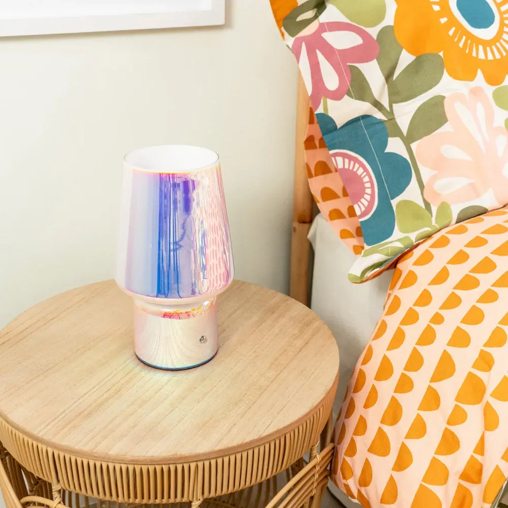 Hanya Iridescent Rechargeable LED Portable Table Lamp - Multi, Glass