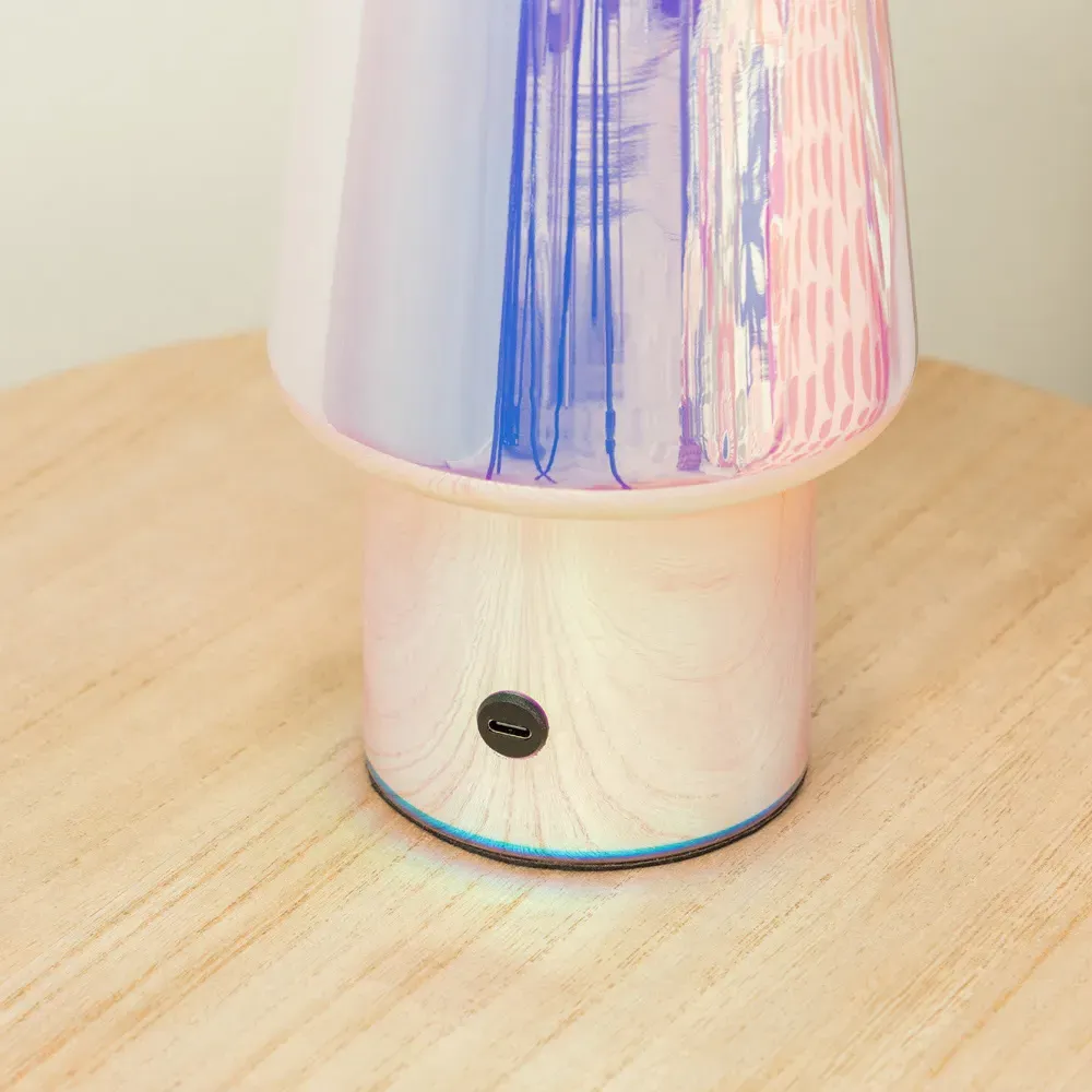 Hanya Iridescent Rechargeable LED Portable Table Lamp - Multi, Glass
