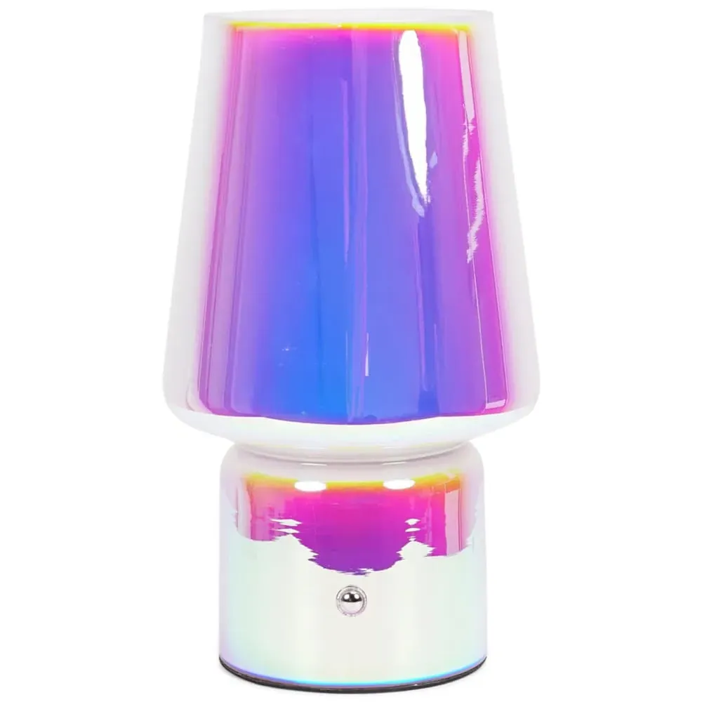 Hanya Iridescent Rechargeable LED Portable Table Lamp - Multi, Glass