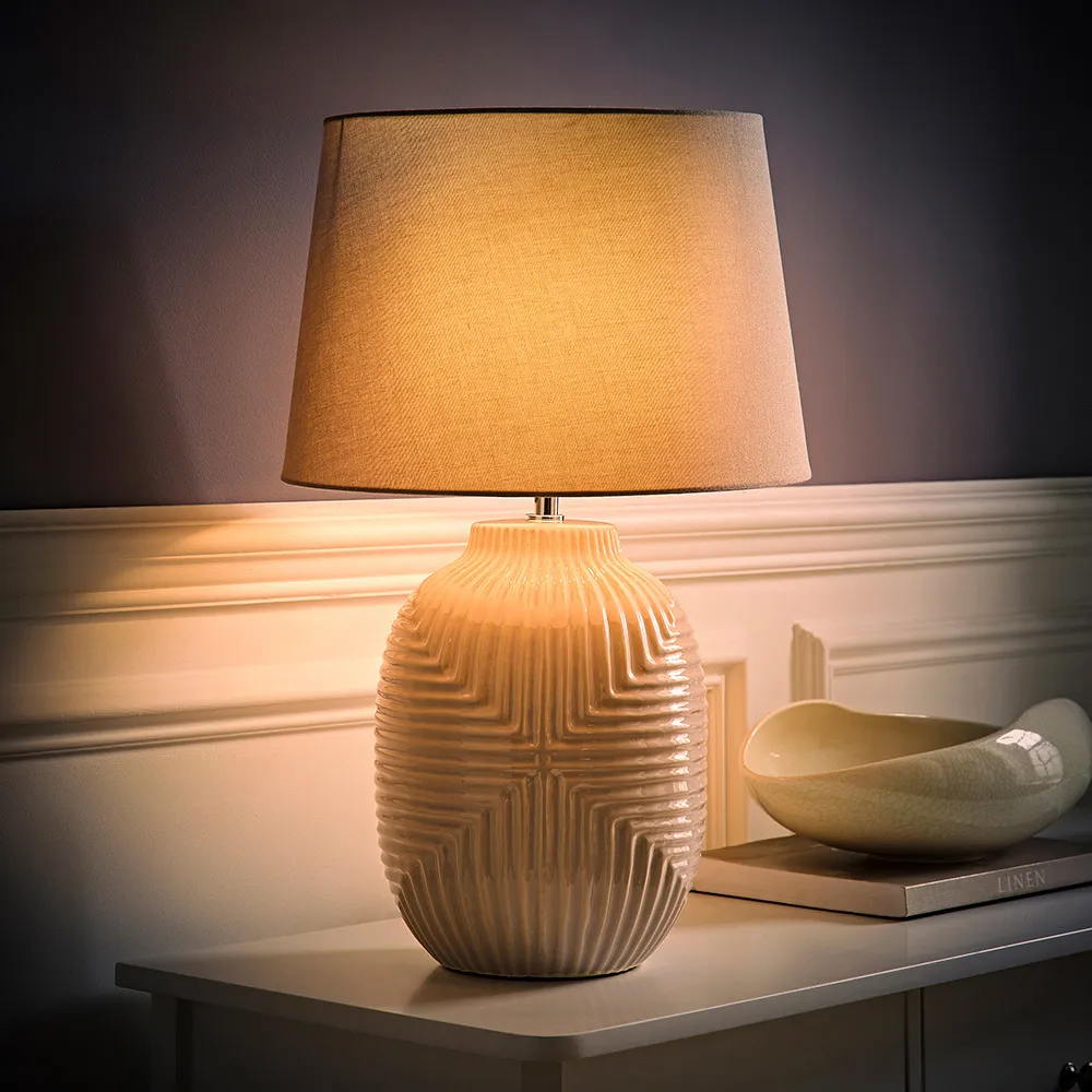 Harrison Large Table Lamp with Tapered Shade - Grey