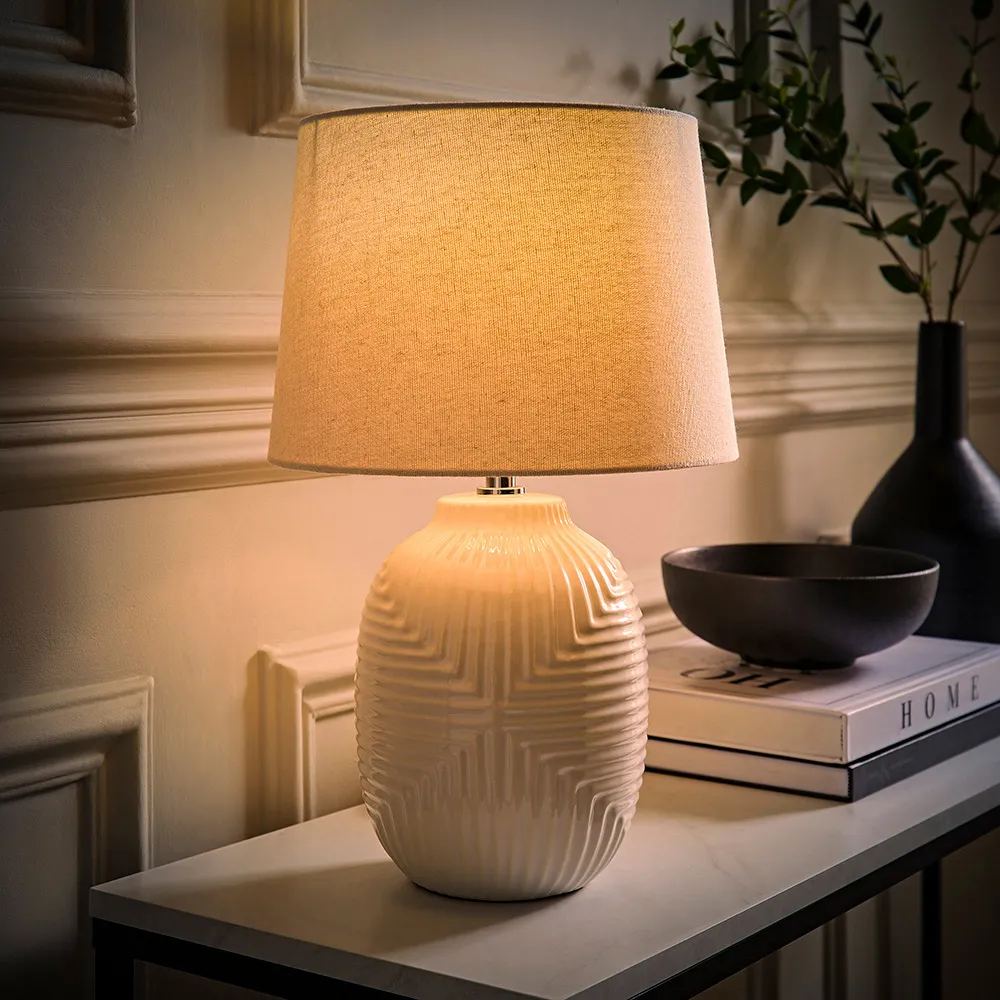 Harrison Medium Table Lamp with Tapered Shade - White