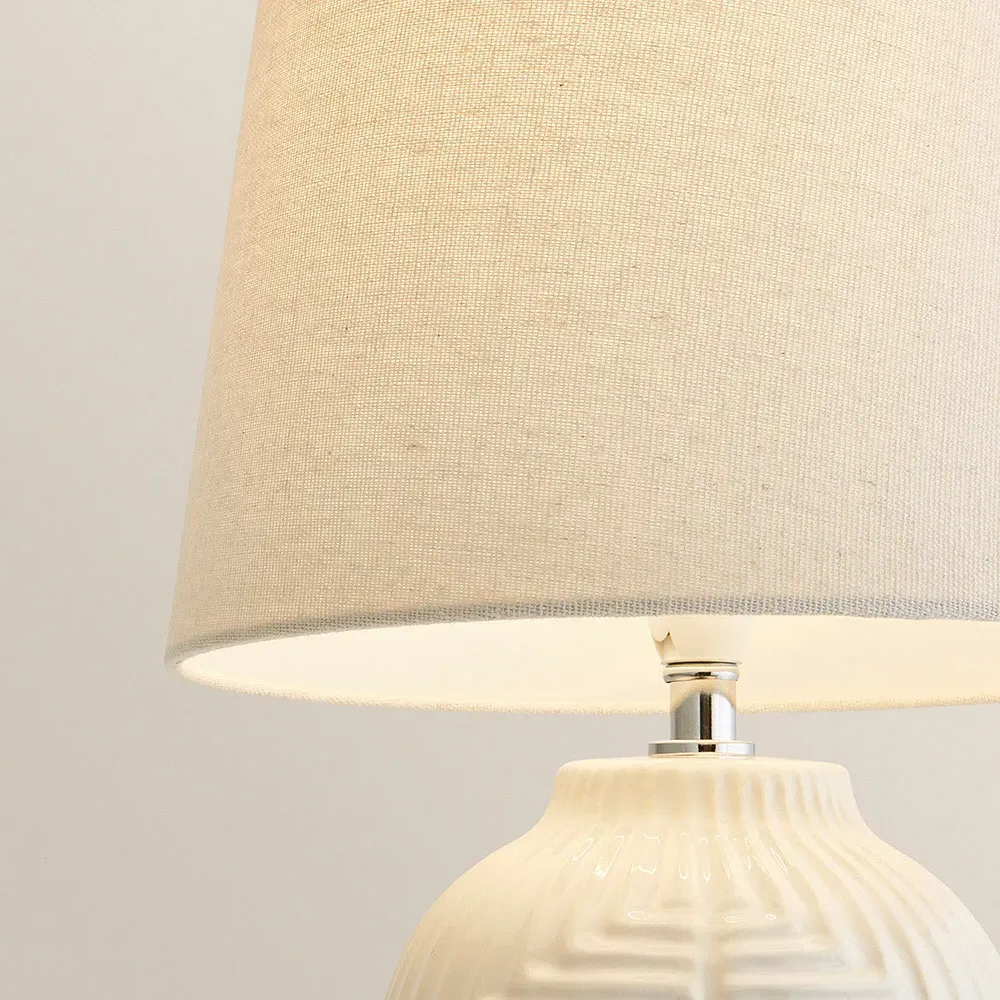 Harrison Small Table Lamp with Taper Shade - White