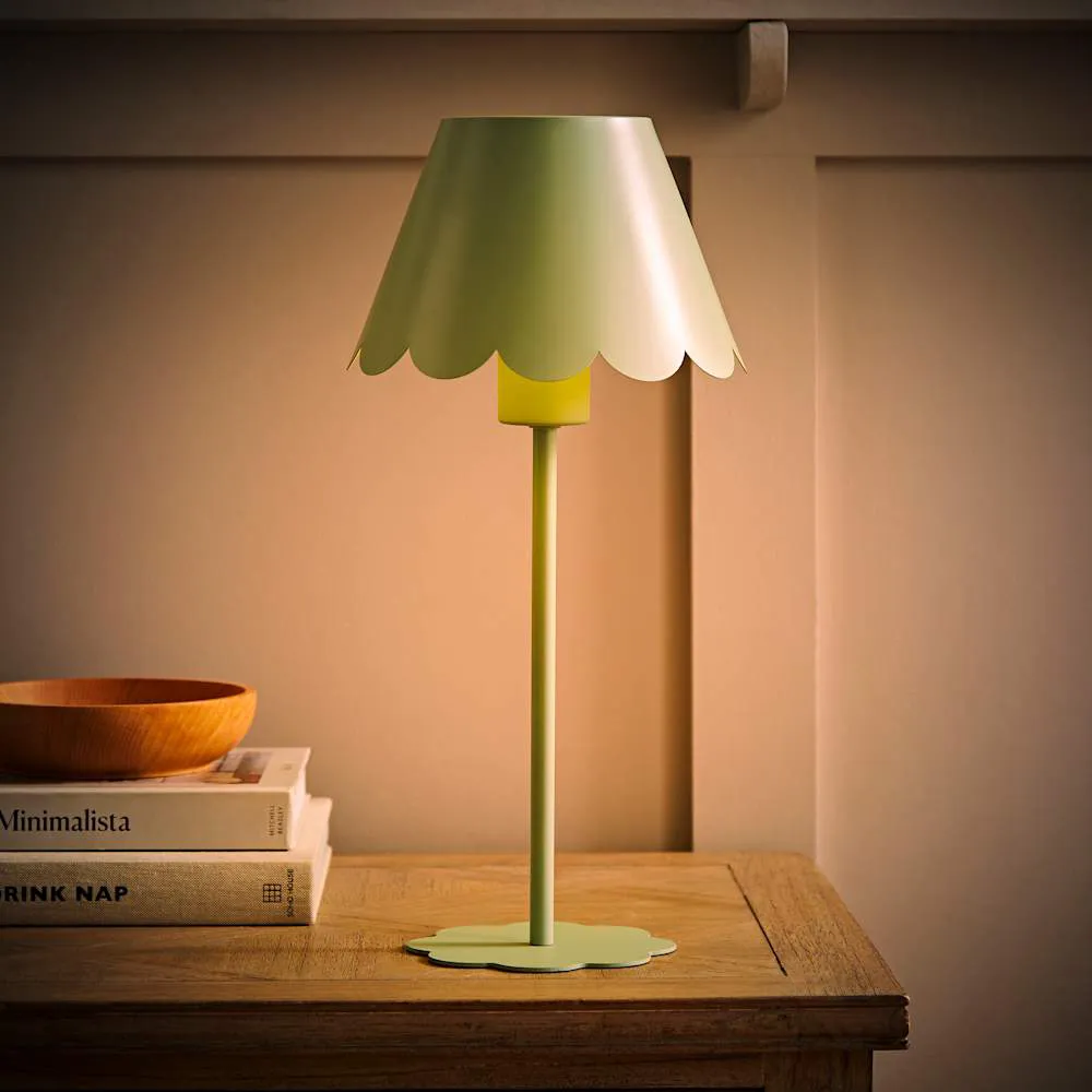 Hattie Scallop Rechargeable Table Lamp - Green