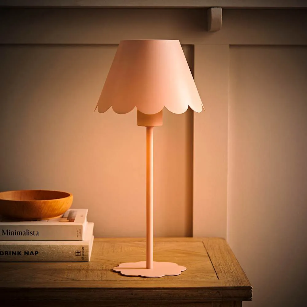 Hattie Scallop Rechargeable Table Lamp - Pink