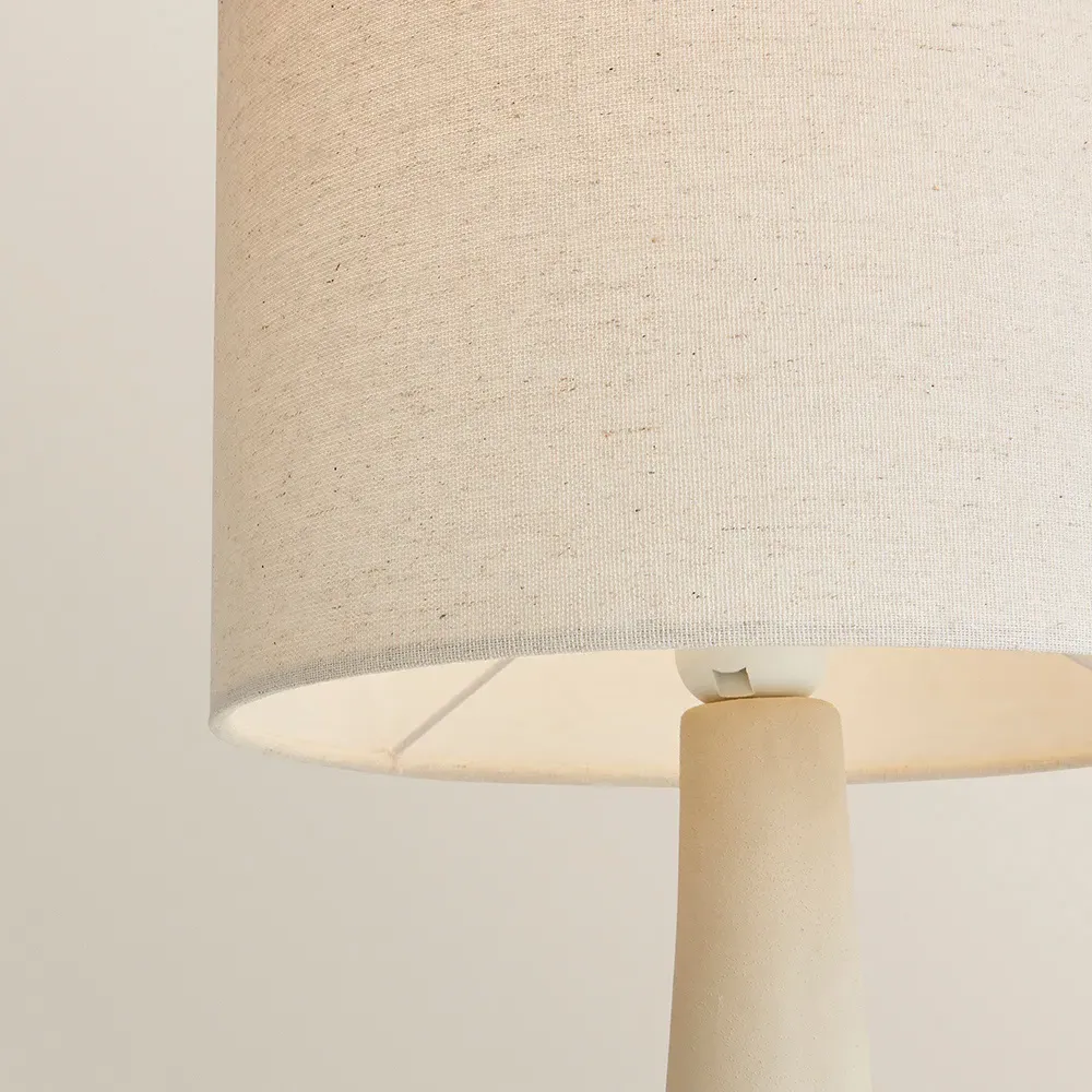 Hayley Squat Base Table Lamp - Beige, Ceramic