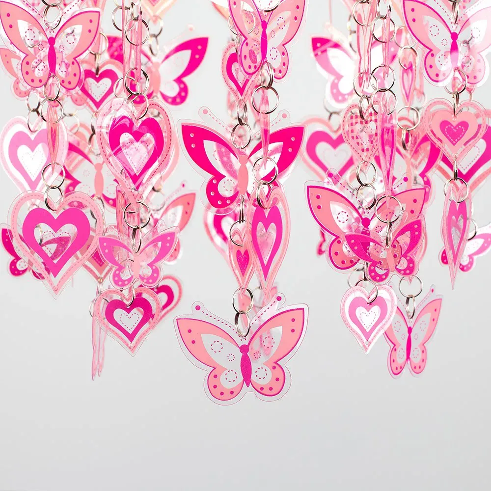 Hearts and Butterflies Pendant Light Shade - Pink