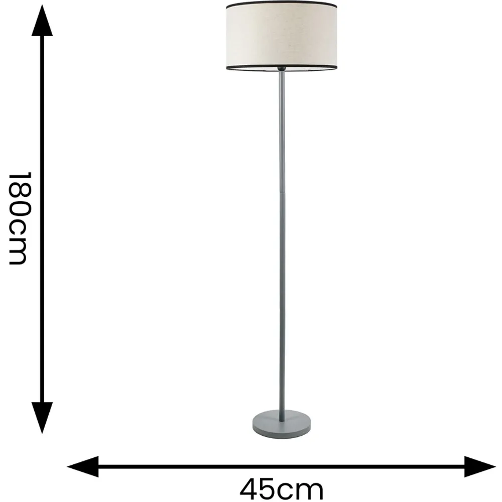 Heather Drum Shade Floor Lamp - Grey, Wood
