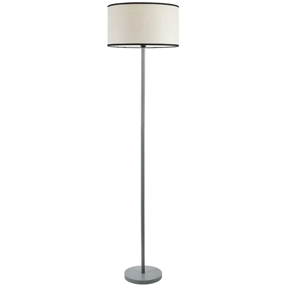 Heather Drum Shade Floor Lamp - Grey, Wood