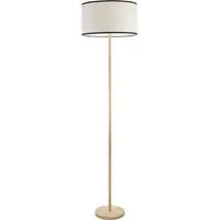 Heather Drum Shade Floor Lamp with Black Trim - Cream, Wood