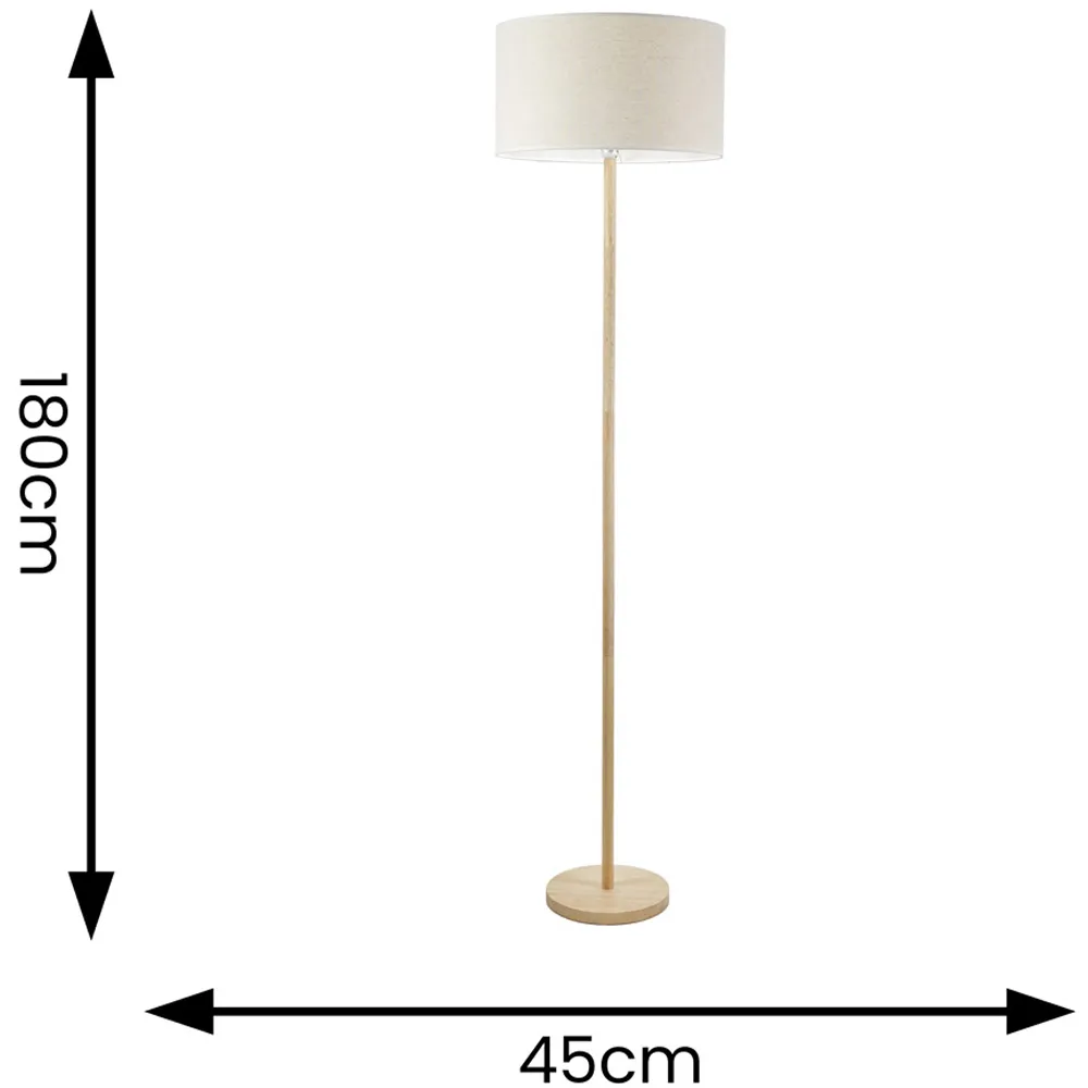 Heather Drum Shade Floor Lamp with White Trim - Cream, Wood
