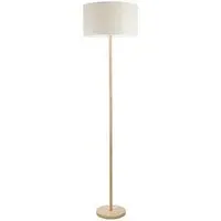 Heather Drum Shade Floor Lamp with White Trim - Cream, Wood