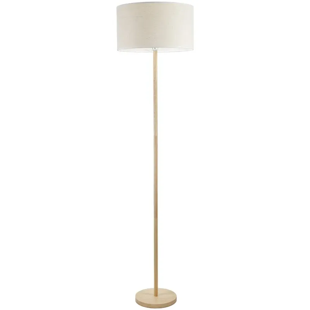 Heather Drum Shade Floor Lamp with White Trim - Cream, Wood