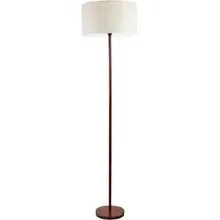 Heather Drum Shade LED Floor Lamp - Cream, Dark Wood