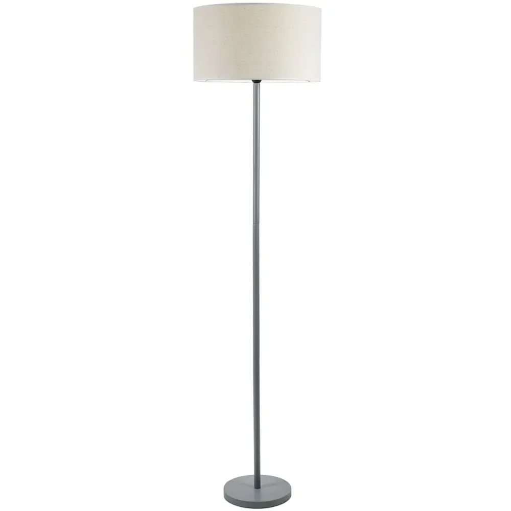 Heather Drum Shade LED Floor Lamp - Grey, Light Grey Wood