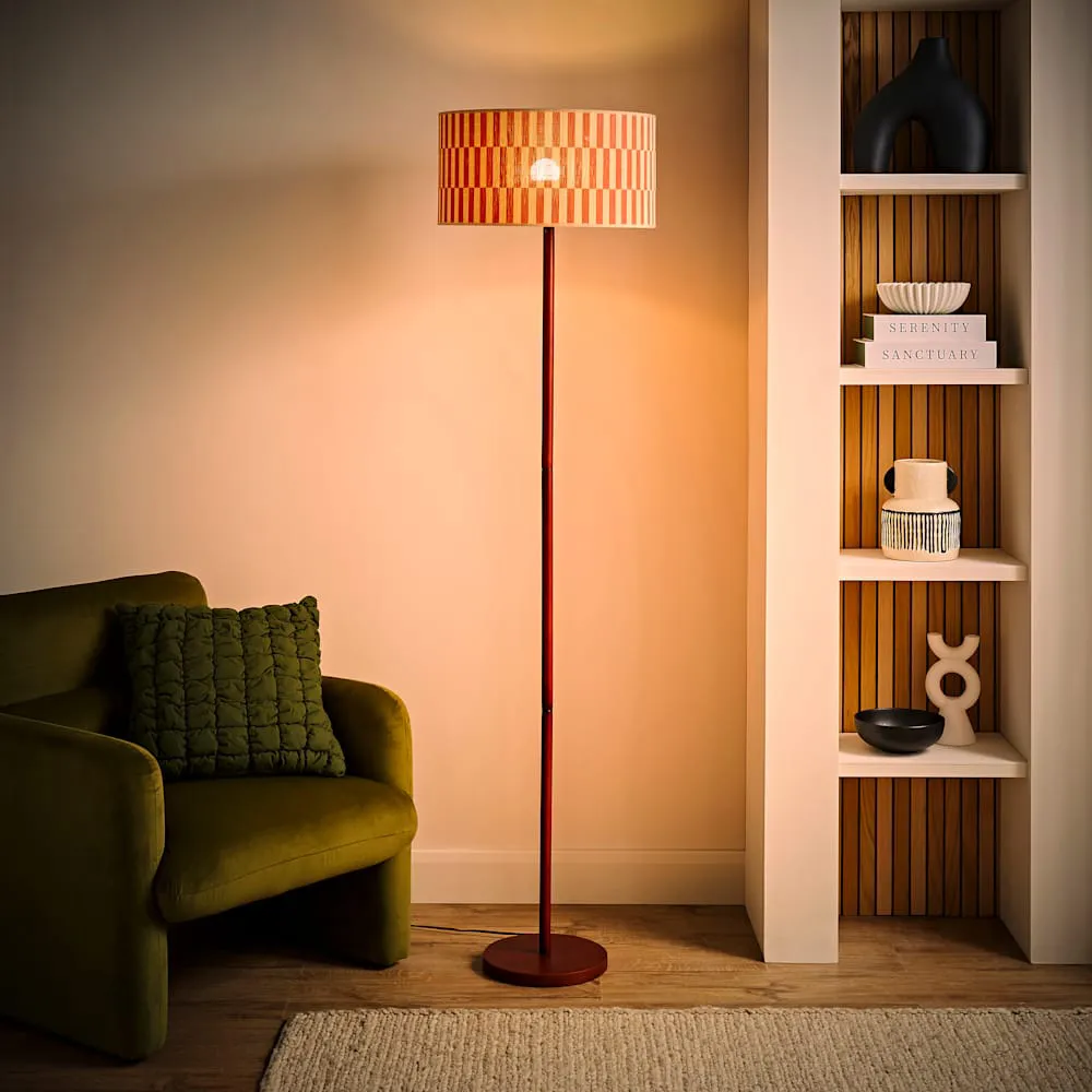 Heather Floor Lamp - Orange, Dark Wood
