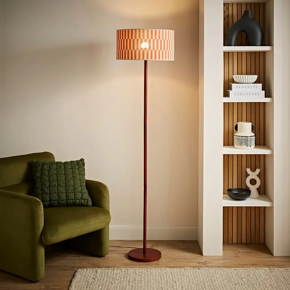 Heather Floor Lamp - Orange, Dark Wood