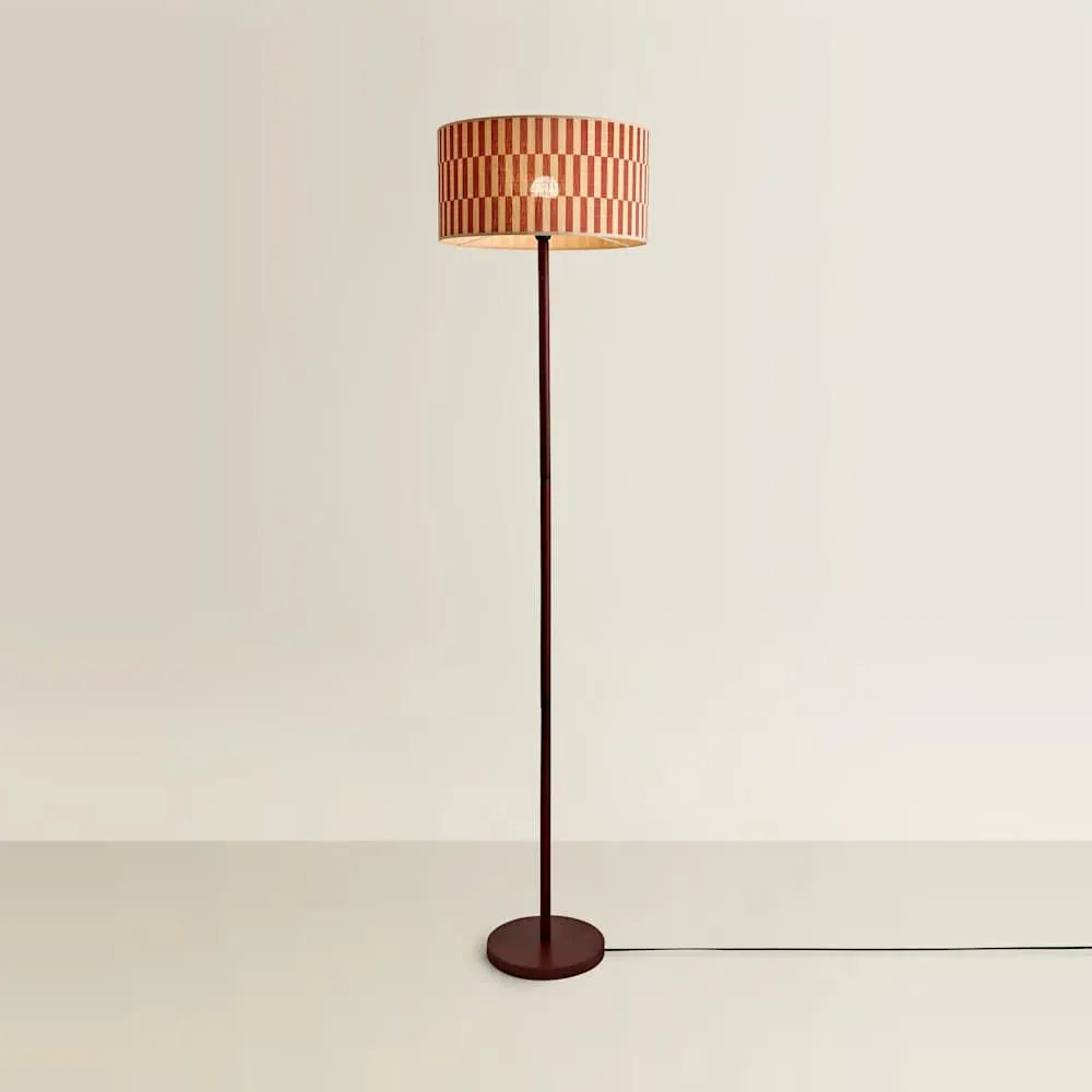 Heather Floor Lamp - Orange, Dark Wood