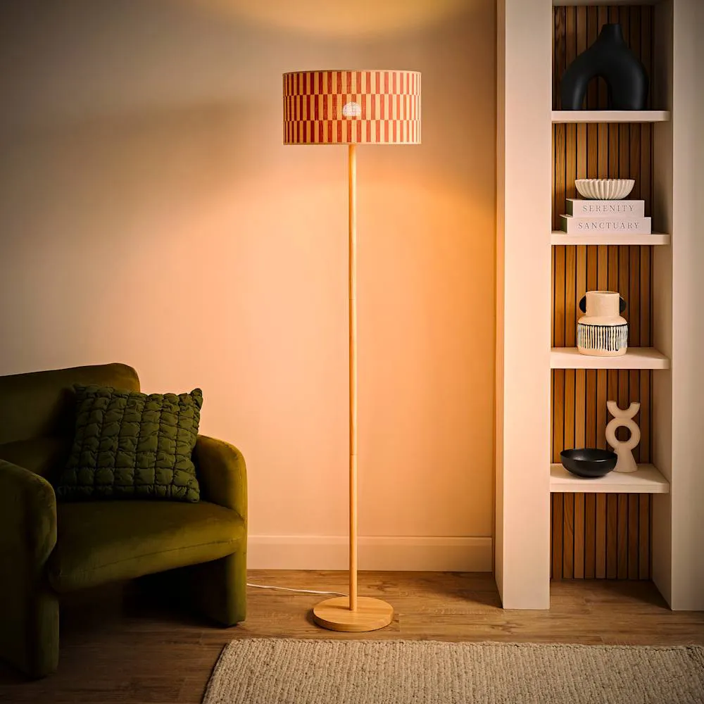 Heather Floor Lamp - Orange, Light Wood