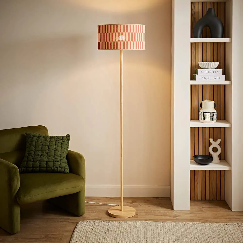 Heather Floor Lamp - Orange, Light Wood