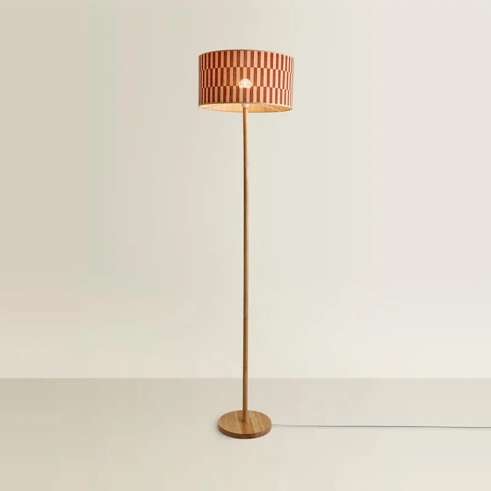 Heather Floor Lamp - Orange, Light Wood