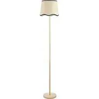 Heather Scallop Black Trim Shade LED Floor Lamp - Cream, Wood