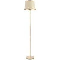 Heather Scallop Floor Lamp with Rust Trim - Cream, Light Wood