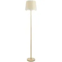 Heather Scallop Floor Lamp with White Trim - Cream, Light Wood
