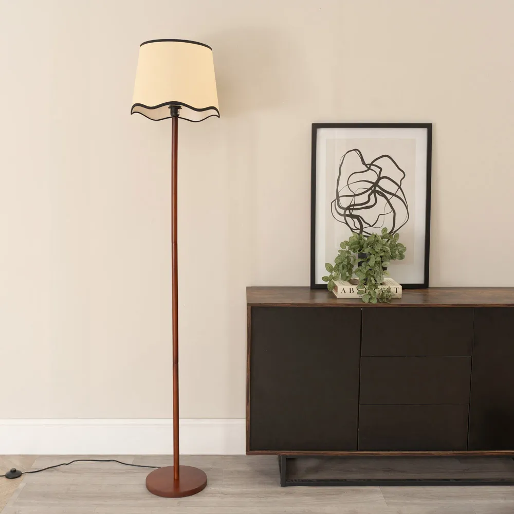 Heather Scallop LED Floor Lamp - Cream, Wood