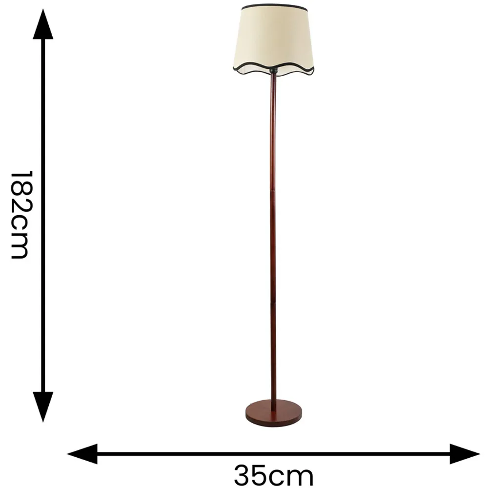 Heather Scallop LED Floor Lamp - Cream, Wood