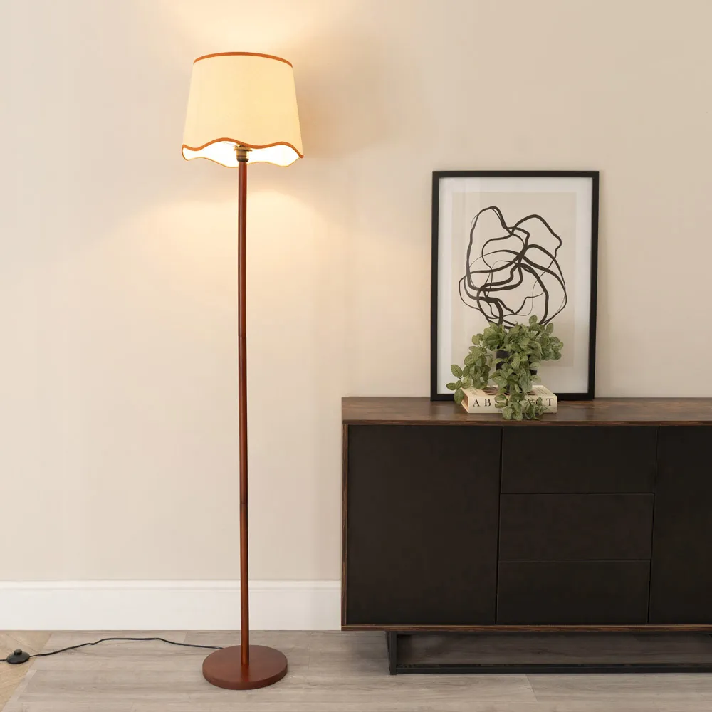 Heather Scallop LED Floor Lamp - Cream, Wood