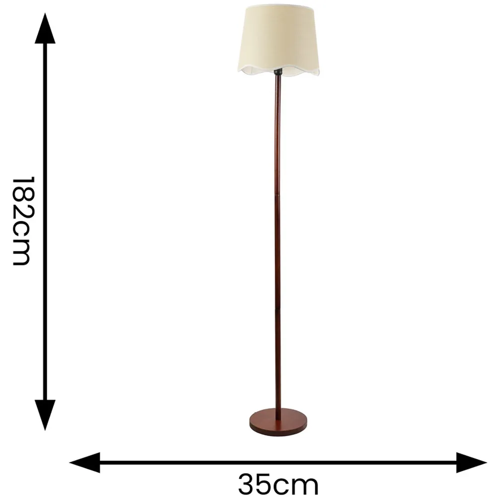 Heather Scallop LED Floor Lamp - Cream, Wood