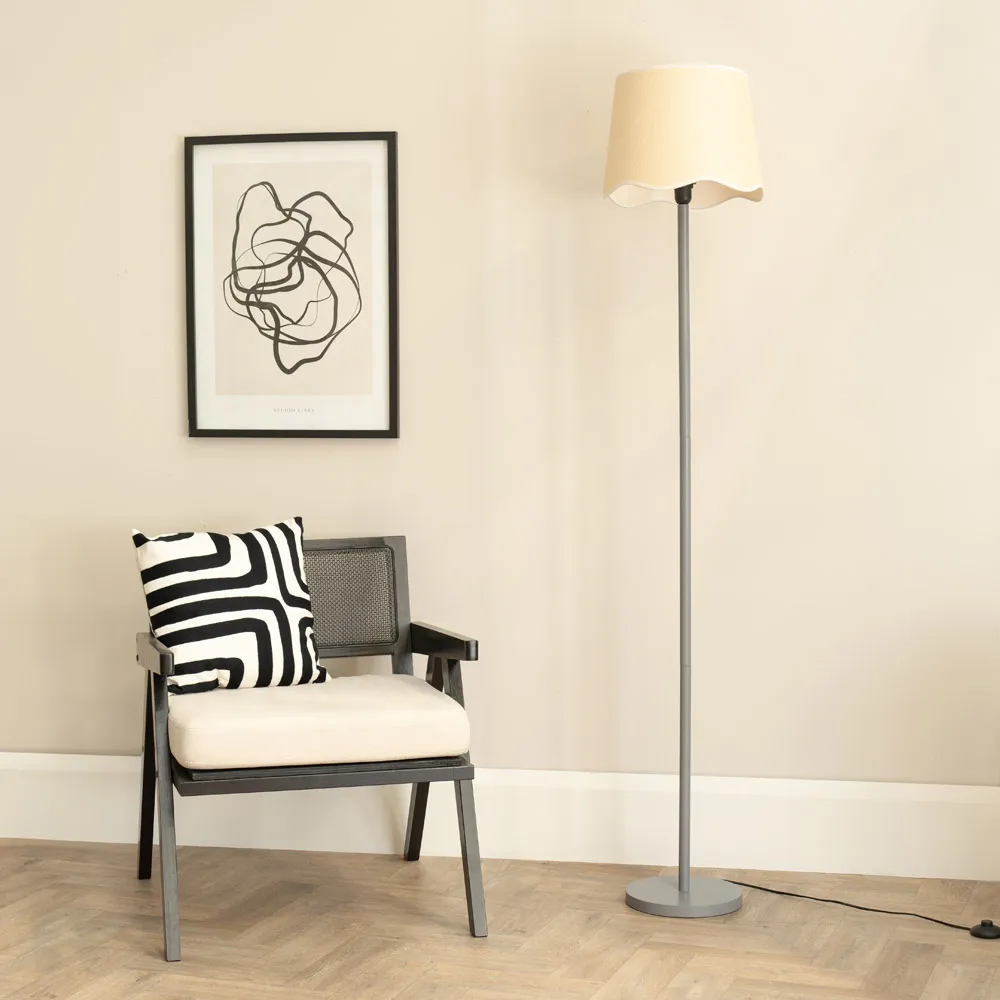 Heather Scallop LED Floor Lamp - Grey, Wood