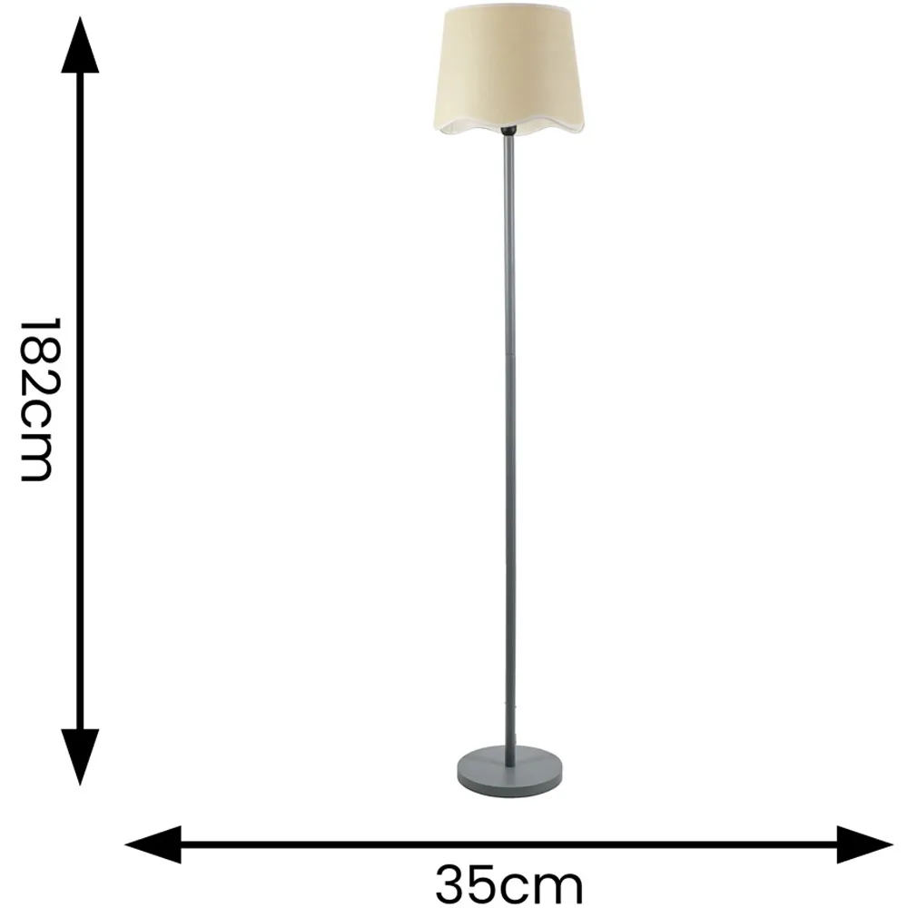 Heather Scallop LED Floor Lamp - Grey, Wood